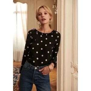 Sezane Black and White Polka Dot Blouse
